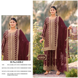 Premium Embroidered Georgette Palazzo Suit Set with Matching Purse